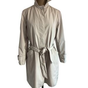 W trench coat, red print lining 14, Towne collection‎ belted